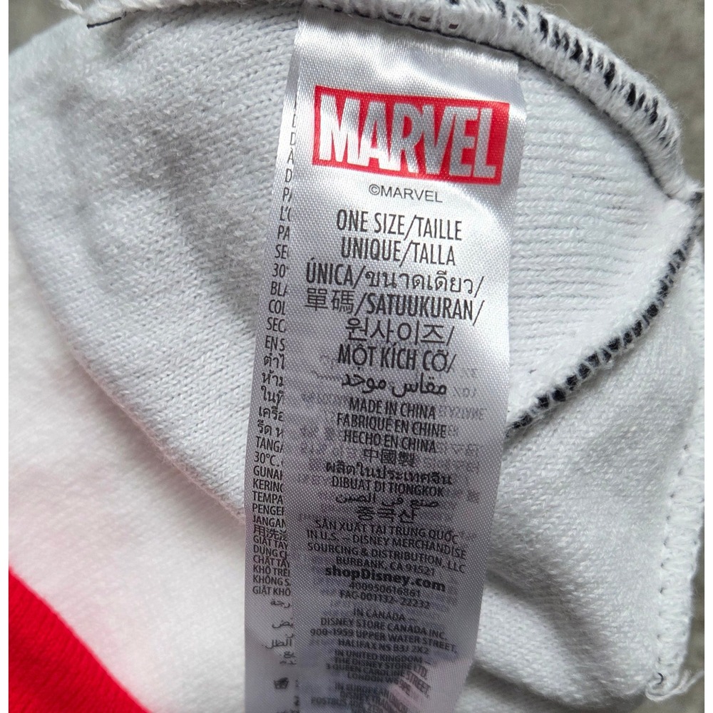 Marvel Beanie Hat Black White Red Logo One Size Kids - Picture 3 of 4